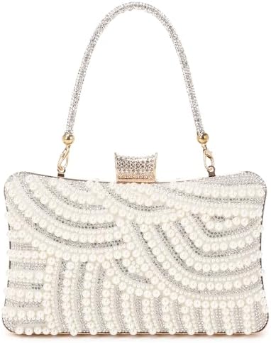 Women's Evening Handbags Pearl Clutch Purse Beaded bag Bridal Clutch wedding Purse - PuriLite