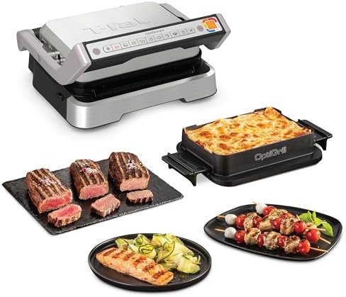T-fal Optigrill, Electric Indoor Grill, 6 Auto Cooking Modes, Smart Sensor Techology, Nonstick removable plates, Stainless Steel Exterior, Panini Press, Precision Grilling - PuriLite