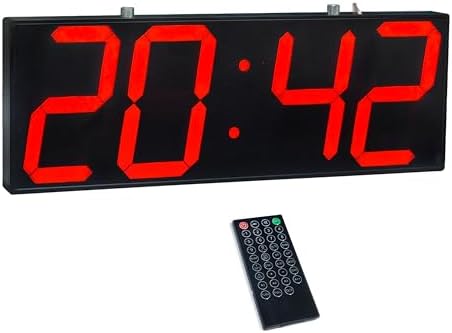 CHKOSDA Digital Wall Clock with Double Sided Display, Large Digital Clock with Timer,Alarm,Temperature and Date,Two Faced Hanging Wall Clock with 6''Number (White) - PuriLite