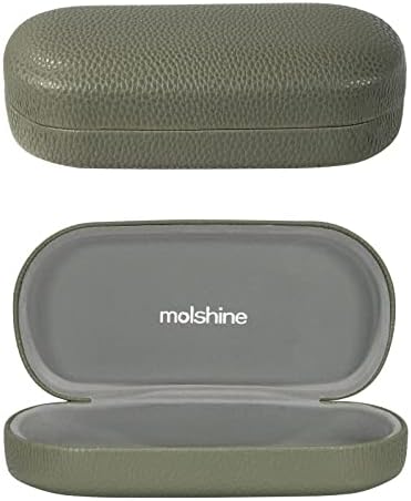 molshine Hard Shell Leather Sunglasses Case,Classic Large Glasses Case for Women Men,Sunglass Eyeglasses - PuriLite