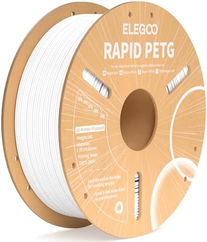 ELEGOO Rapid PETG Filament 1.75mm Black 1KG, 3D Printer Filament Max 600 mm/s High Speed Printing, Dimensional Accuracy +/- 0.02 mm Fit Most FDM Printer 1kg Cardboard Spool - PuriLite