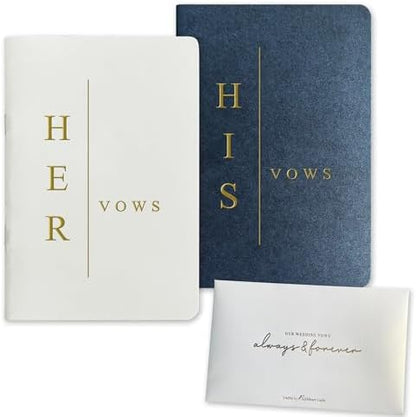 WeddingGiftsWedding Vow Books His and Hers Soft Touch Gold Foil Engraving Vow Books Wedding Essentials Wedding Accessories(TR-HH-Black) - PuriLite