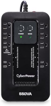 CyberPower EC850LCD Ecologic Battery Backup & Surge Protector UPS System, 850VA/510W, 12 Outlets, ECO Mode, Compact, Uninterruptible Power Supply - PuriLite