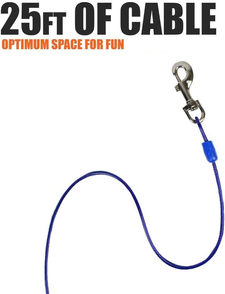 BV Pet Medium Tie Out Cable for Dog up to 60 Pound, 25-Feet - PuriLite