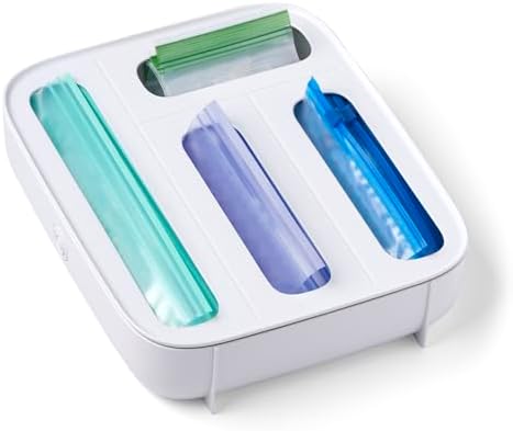 YouCopia StoraBag Drawer Food Bags Dispenser, 3-Slot, Plastic Sandwich Bag Organizer for Kitchen Storage - PuriLite