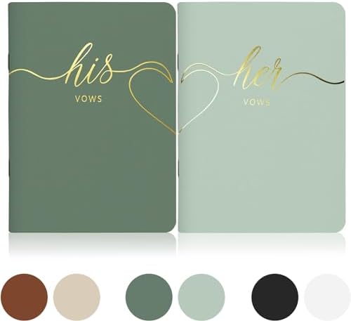 LSSH GmbH Vow Books - His and Hers Wedding Essentials, 28 Pages, 5.5" X 4" (Dark Green & Sage) - PuriLite
