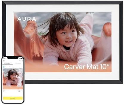 Aura Aspen 12" Digital Photo Frame - Black with Paper Mat - PuriLite