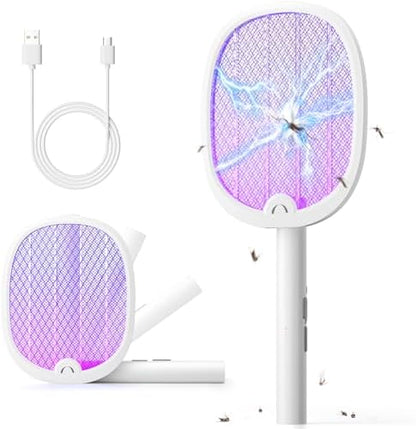 YISSVIC Bug Zapper Racket 4000 Volt Electric Fly Swatter Fly Zapper Dual Modes with Attractant Light Rechargeable Black - PuriLite