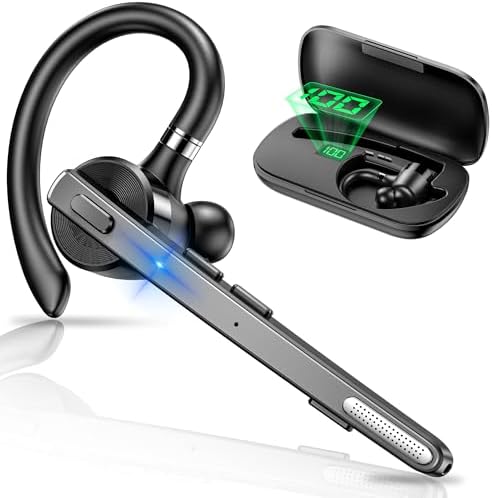Bluetooth Headset V5.1, Wireless Headset with 500mAh Charging Case ENC Noise Cancelling Microphone, Bluetooth Earpiece 72H Talk Hands-Free Headphones for Cell Phone Office Business Driving (M51) - PuriLite