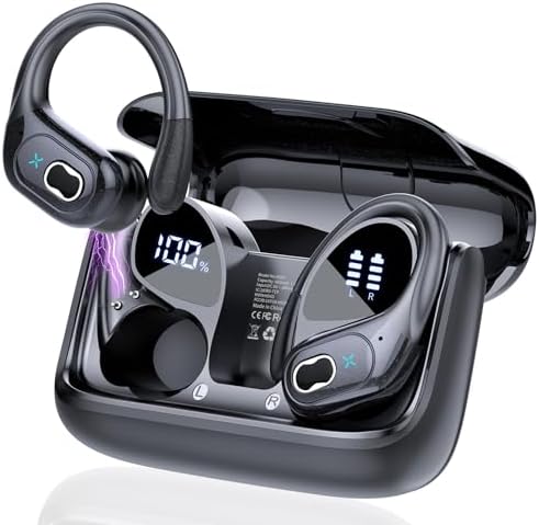 STECEi Wireless Earbuds 75hrs Bluetooth 5.4 Headphone Sport, Bluetooth Earbuds HiFi Stereo Over Ear Bud with Earhooks, ENC Noise Cancelling Mic, IP7 Waterproof Wireless Earphone for Workout/Running - PuriLite