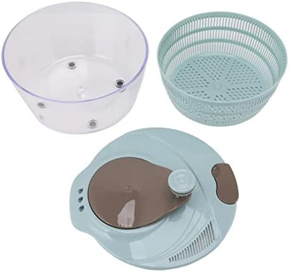 Salad Spinner, Manual Lettuce Dryer Spinner Salad Washer with Lid and Rotatable Handle Easy to Clean Fruit and Vegetable Dryer(Blue) - PuriLite