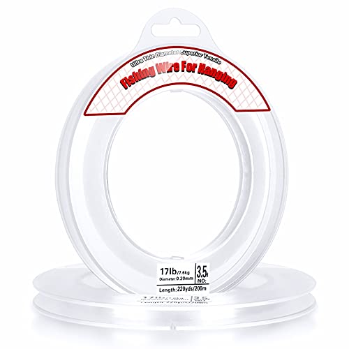 Clear Fishing Wire, Acejoz 656FT Fishing Line Clear Invisible Hanging Wire Strong Nylon String Supports 40 Pounds for Balloon Garland Hanging Decorations - PuriLite