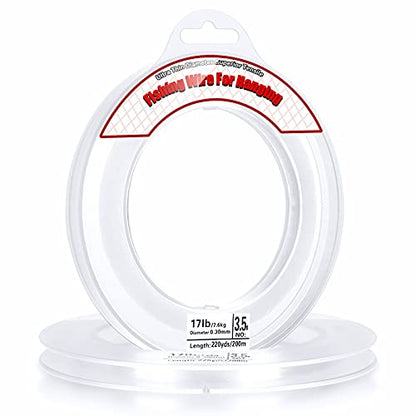 Clear Fishing Wire, Acejoz 656FT Fishing Line Clear Invisible Hanging Wire Strong Nylon String Supports 40 Pounds for Balloon Garland Hanging Decorations - PuriLite