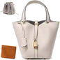 Purilite Select Genuine Leather Bucket Bag | Lock Design Satchel | Fashionable Handbag | Versatile Shoulder & Crossbody Bag - PuriLite