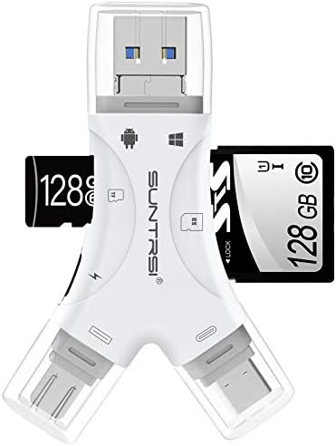 SD Card Reader for iPhone/ipad/Android/Mac/Computer/Camera,4 in1 Micro SD Card Reader Trail Camera Viewer, Portable Memory Card Reader SD Card Adapter for SD and TF Cards(White) (White) - PuriLite