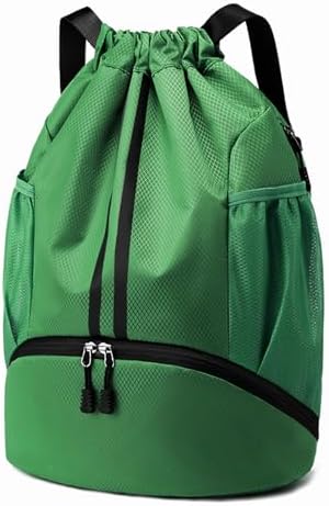 Hoedia Sports Drawstring Backpack - String Swim Gym Bag with Shoes Compartment and Wet Proof Pocket for Women/Men - PuriLite