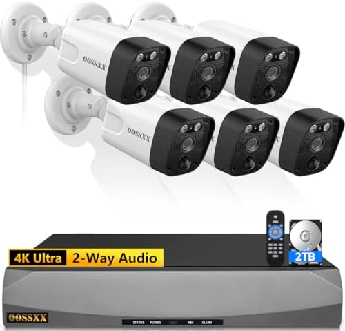 (4K/8.0MP,130°Ultra Wide Angle,2-Way Audio) Wired PoE Camera System with Monitor Outdoor IP Camera for House Indoor Home Security Systems, PIR Surveillance Cameras Video DVR Set - PuriLite