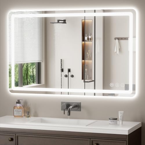 Lmsedf 24" x 32"Rectangle LED Bathroom Mirror with Lights, Backlit & Front Lighted, Wall-Mounted Vanity Mirror 3000K/4000K/6000K, Memory Functions, Anti-Fog, Dimmable Smart Mirror - PuriLite