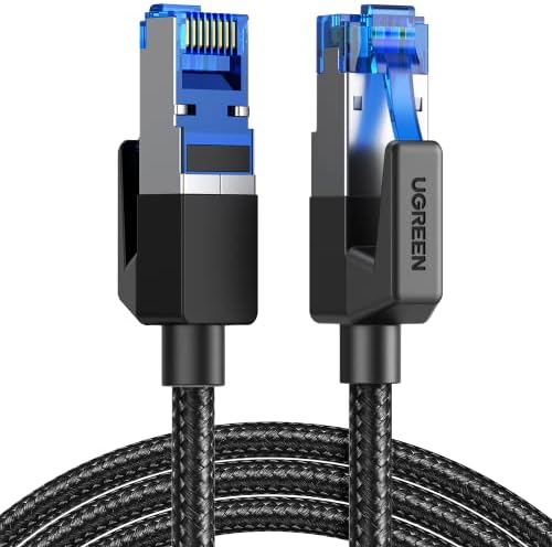 UGREEN Cat 8 Ethernet Cable High Speed 40Gbps 2000Mhz Network Shielded Cat8 Cable Braided Heavy Duty RJ45 LAN Cables Internet Cord Compatible for PS5, PS4, Xbox One, Modem, Router 6FT - PuriLite