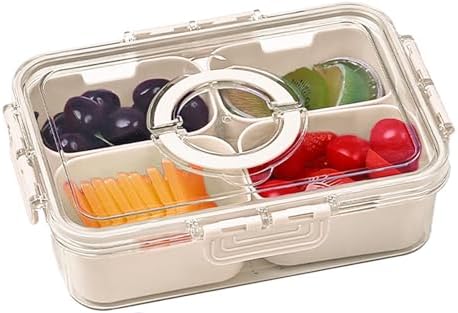 KIGITIONE Snackle Box, Pink 8 Compartments Portable Serving Tray, Divided Snackle Box Container with Lid and Handle, Snack Organizer for Fruits, Snacks, Nuts, Candy, Ideal for Party, Travel & Picnics - PuriLite