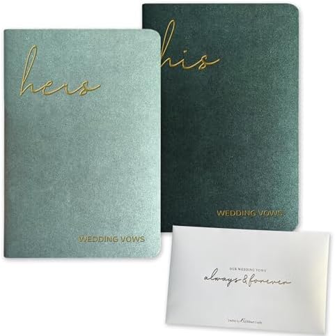 WeddingGiftsWedding Vow Books His and Hers Soft Touch Gold Foil Engraving Vow Books Wedding Essentials Wedding Accessories(TR-HH-Black) - PuriLite
