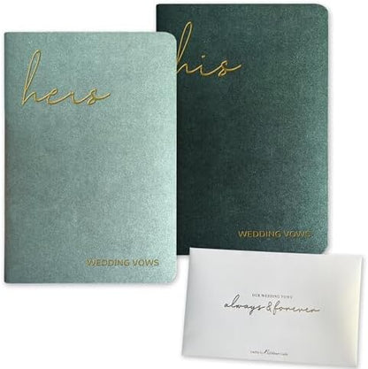 WeddingGiftsWedding Vow Books His and Hers Soft Touch Gold Foil Engraving Vow Books Wedding Essentials Wedding Accessories(TR-HH-Black) - PuriLite