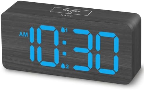 Purilite Select Wooden Digital Alarm Clock with Large LED Display - PuriLite