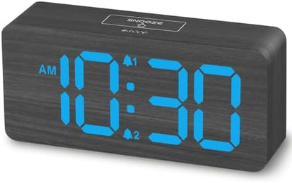 Purilite Select Wooden Digital Alarm Clock with Large LED Display - PuriLite