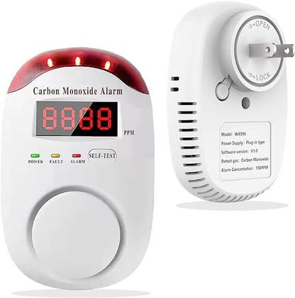 DYWL SECURITY Carbon Monoxide Detectors Portable Carbon Monoxide Detector for Travel Carbon Monoxide Detector Plug in Wall with LED Digital Display Voice Light Plug and Play - 1 Pack - PuriLite