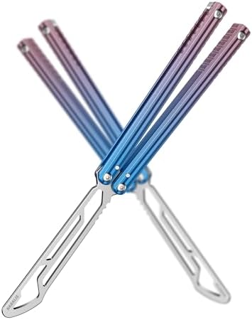 Nabalis Impulse Butterfly Knife Balisong Trainer for Practicing Flipping, Blunt Practice, No Edge Tool，Lightweight，Blue - PuriLite