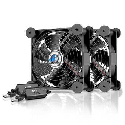 Easy Cloud 120mm USB Fan, USB Computer Fan with 3 Speeds Controller Small PC Cooling Fans for Cabinet Case Server TV Receiver Router DVR Xbox Cooler, 2Pcs - PuriLite