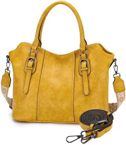 Hobo Bags for Women,VASCHY Vegan Leather Handbag Purse Top Handle Satchel Boho Shoulder Bag with Crossbody Guitar Strap - PuriLite
