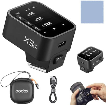 GODOX X3-S 2.4G Wireless Flash Trigger Transmitter TTL Autoflash with Large OLED Touchscreen Multiple Flash Modes with USB Port 32 Channels 16 Groups Compatible with Sony Cameras - PuriLite