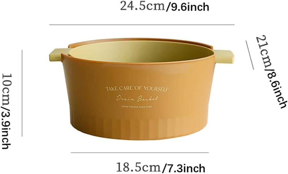 Kitchen Washbas Food Strainer Drain Basket Rotating Drainer Double-Layer Basin Vegetable Fruit Washing Strainer - PuriLite