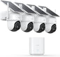 AOSU Security Cameras Outdoor Wireless, 4 Cam-Kit, No Subscription, Solar-Powered, Home Security Cameras System with 360° Pan & Tilt, Auto Tracking, 2K Color Night Vision, Easy Setup, 5G & 2.4G WiFi - PuriLite