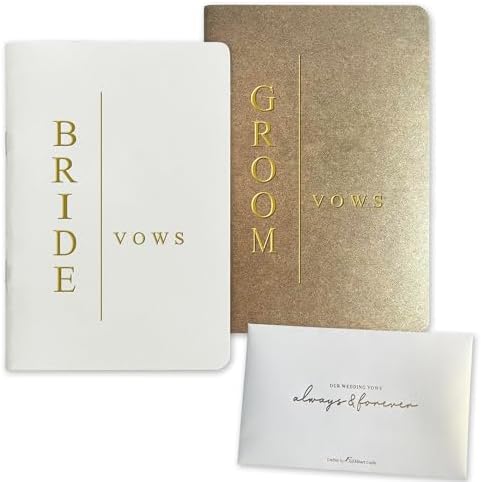 WeddingGiftsWedding Vow Books His and Hers Soft Touch Gold Foil Engraving Vow Books Wedding Essentials Wedding Accessories(TR-HH-Black) - PuriLite