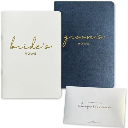 WeddingGiftsWedding Vow Books His and Hers Soft Touch Gold Foil Engraving Vow Books Wedding Essentials Wedding Accessories(TR-HH-Black) - PuriLite