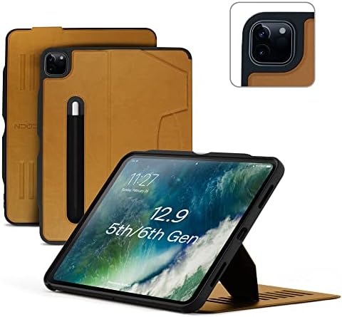 ZUGU iPad Pro 12.9 Case 2022/2021 6th & 5th Generation - Ultra Slim Protective Cover - Wireless Apple Pencil Charging - Convenient 10-Angle Magnetic Stand & Auto Sleep/Wake [ Black ] - PuriLite