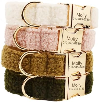 Custom Dog Collar with Metal Buckle - Pet Collars Personalized with Name and Phone Number (Plaid) - PuriLite