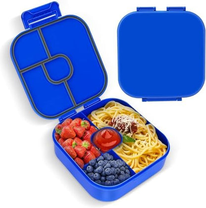 Braoses Bento Box, Lunch Box with 4 Compartments, 800ml Frosted and Leak-Proof Lunch Snack Box for Children Kindergarten(Blue) - PuriLite