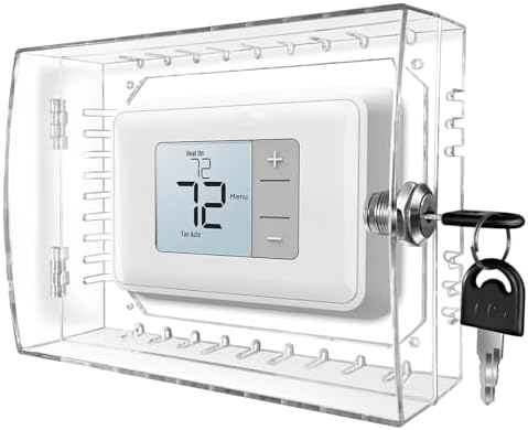 PKLIYH Universal Small Thermostat Lock Box-Thermostat Cover with Key Clear Small Thermostat Guard Fit All Ecobee,Google,Nest Thermostat on Wall 4.72''*4.72''*2'' or Smaller - PuriLite