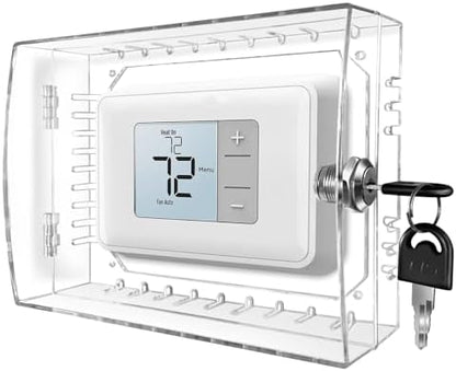 PKLIYH Universal Small Thermostat Lock Box-Thermostat Cover with Key Clear Small Thermostat Guard Fit All Ecobee,Google,Nest Thermostat on Wall 4.72''*4.72''*2'' or Smaller - PuriLite