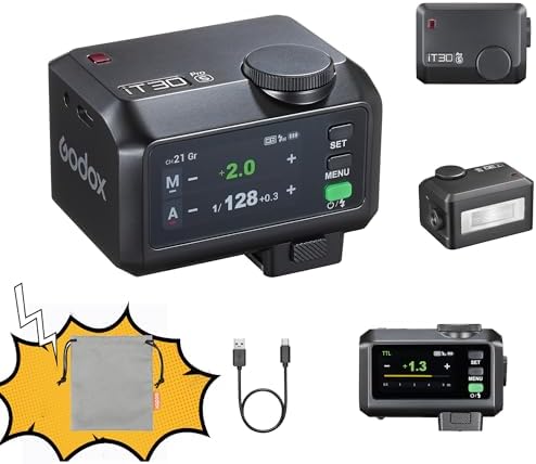 GODOX IT30Pro TTL Mini Camera Flash Light,Full-Color Touchscreen,2.4GHz X System,Built-in Diffuser and Battery (for Nikon) - PuriLite