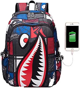 Boys' backpack School Backpack,Stylish backpack with USB port.Laptop Backpack can hold 15.6in Notebook (Red) - PuriLite