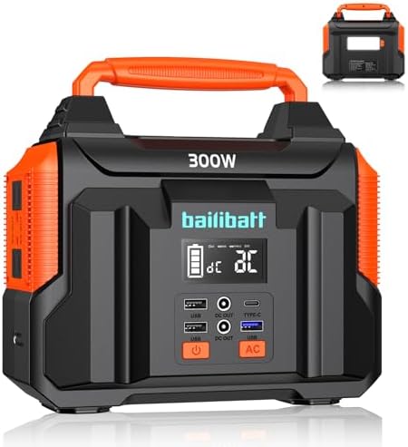 Portable Power Station 300W 257wh Lithium Battery Bailibatt Small Portable Generator for Home Use Camping Travel Emergency Hunting Outdoor, Large Power Bank with AC Outlet for Laptop - PuriLite