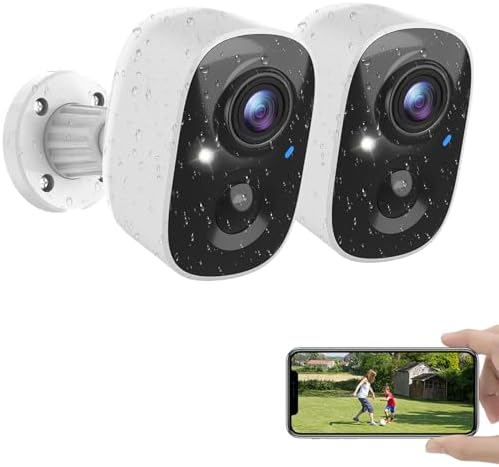 MaxiViz Wireless Camera Outdoor, Battery Powered Security Camera with 2K Color Night Vision, Outside Cameras with AI Motion Detection, 2-Way Talk, IP66 Weatherproof, SD/Cloud Storage, 2 Packs - PuriLite