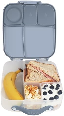 b.box 5-Compartment bento Style Lunch Box for Kids, Toddlers, Childrens, BPA-Free Food Storage Container with Cooler Pack, ON-The-GO Food Box with Handles Included Custom Divider, Lemon Twist - PuriLite