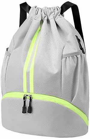 Hoedia Sports Drawstring Backpack - String Swim Gym Bag with Shoes Compartment and Wet Proof Pocket for Women/Men - PuriLite