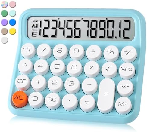 VEWINGL Mechanical Switch Calculator, 12 Digit Large LCD Display and Buttons, Great for Everyday Life and Basic Office Work, with Battery - PuriLite