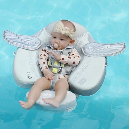 Mambobaby Baby Swim Float with Canopy, Non-Inflatable Solid Baby Float, Upgrade Soft Skin-Friendly Material Infant Swim Float - PuriLite